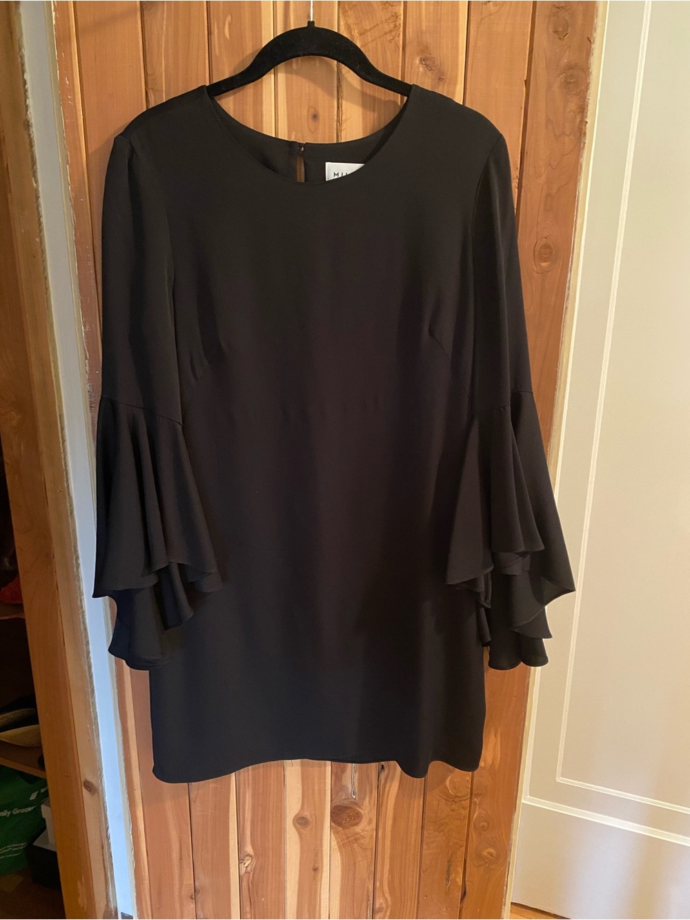 Milly Black Tiered Ruffle Sleeve Mini Dress
